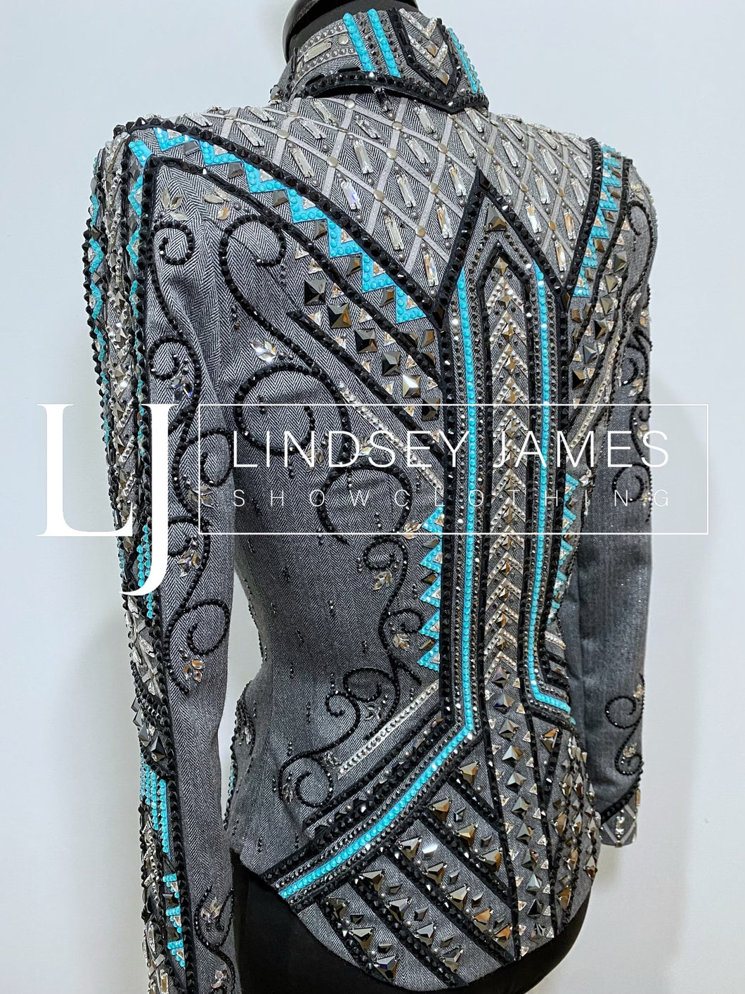 Lindsey James Show Clothing Gun Metal & Turquoise SMSP Suit