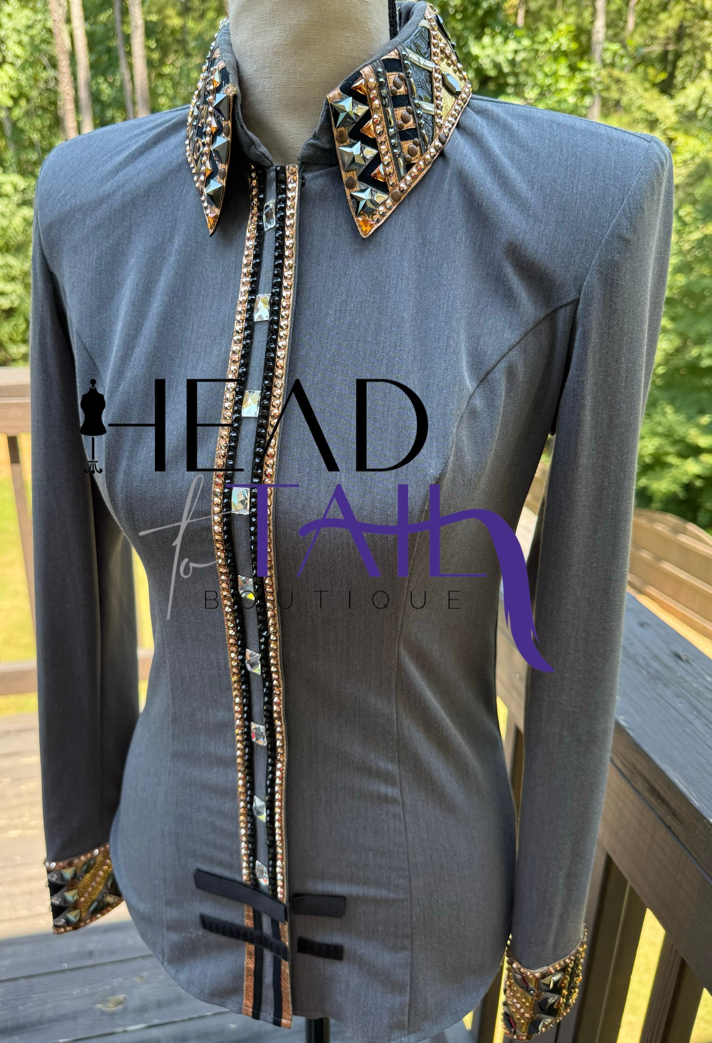 Lindsey James Show Clothing Black, Tans, Metals, Day Shirt & Bolero- Appx Size 4/6