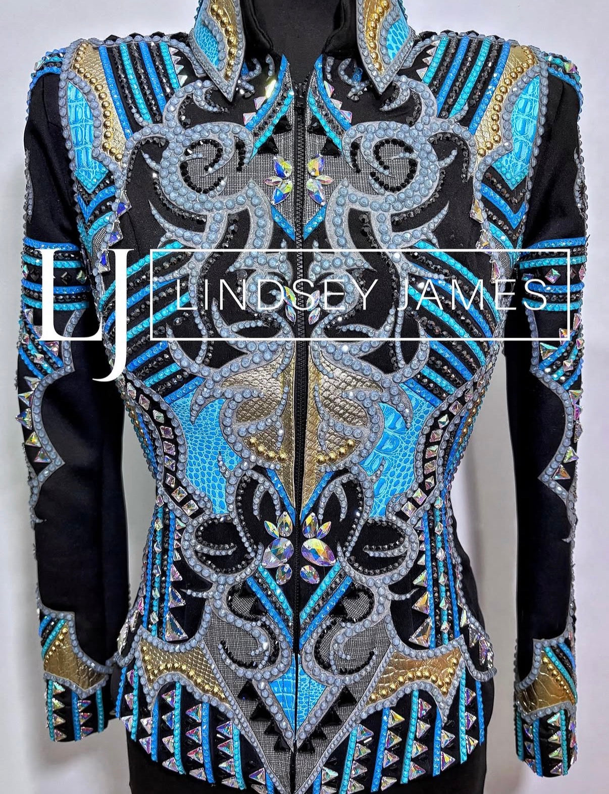 Lindsey James Show Clothing Blues, Gold & Plaid Showmanship Jacket - Small/Medium