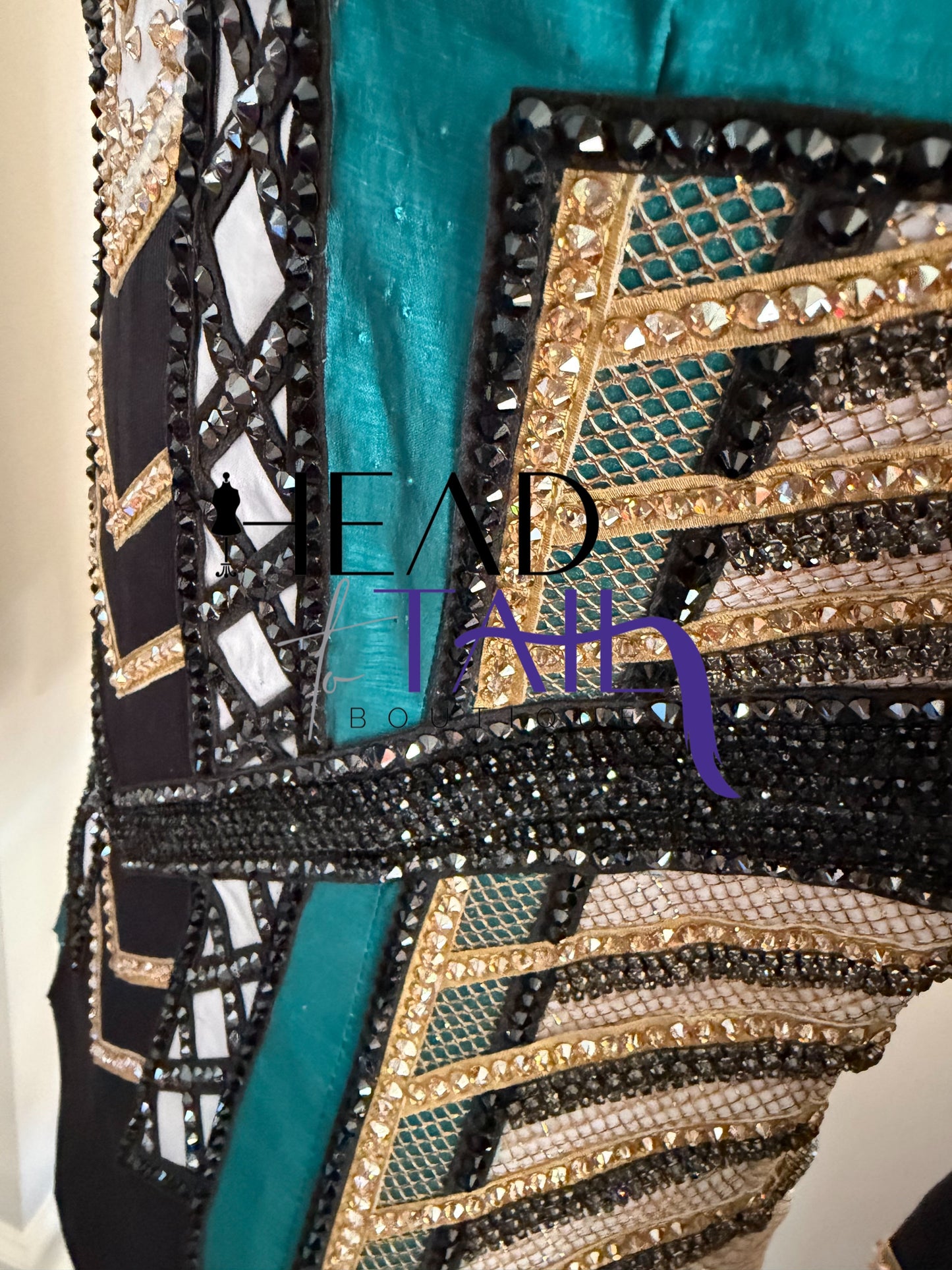 Unbridled Couture Teal, Gold & White Showmanship Jacket - X-Small/Small