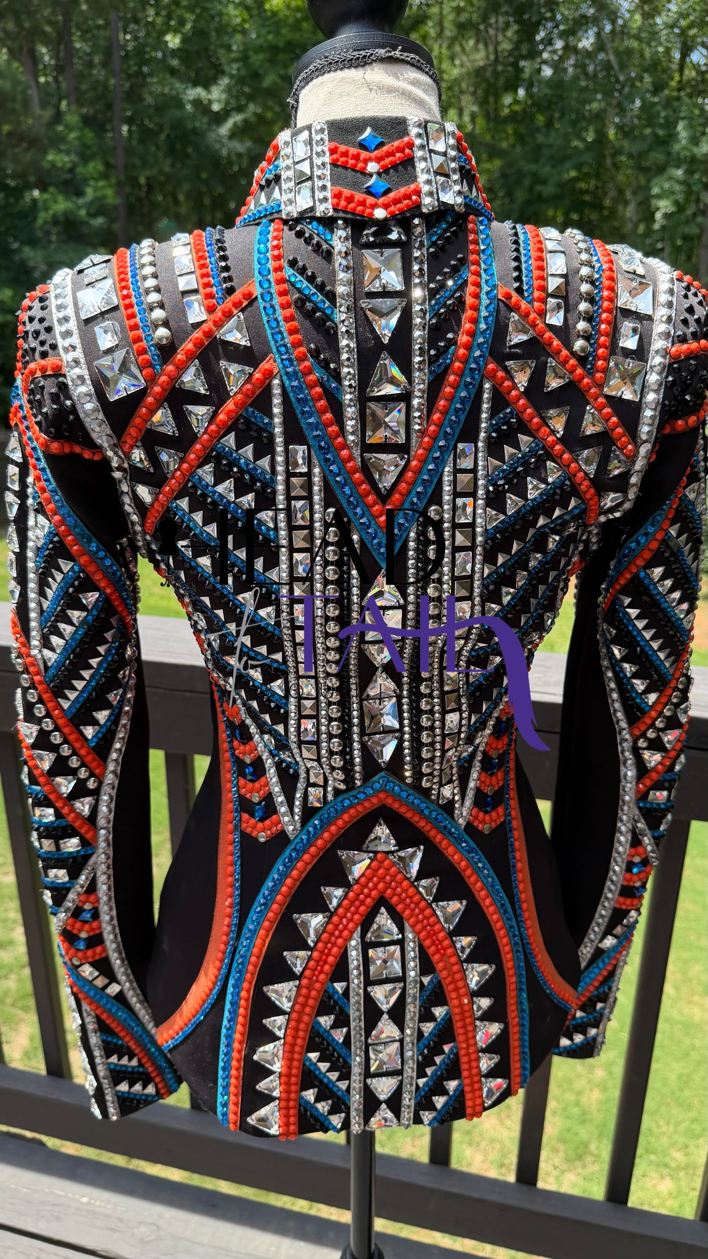 Lindsey James Show Clothing Blue, Silver & Orange Showmanship Jacket - X-Small/Small