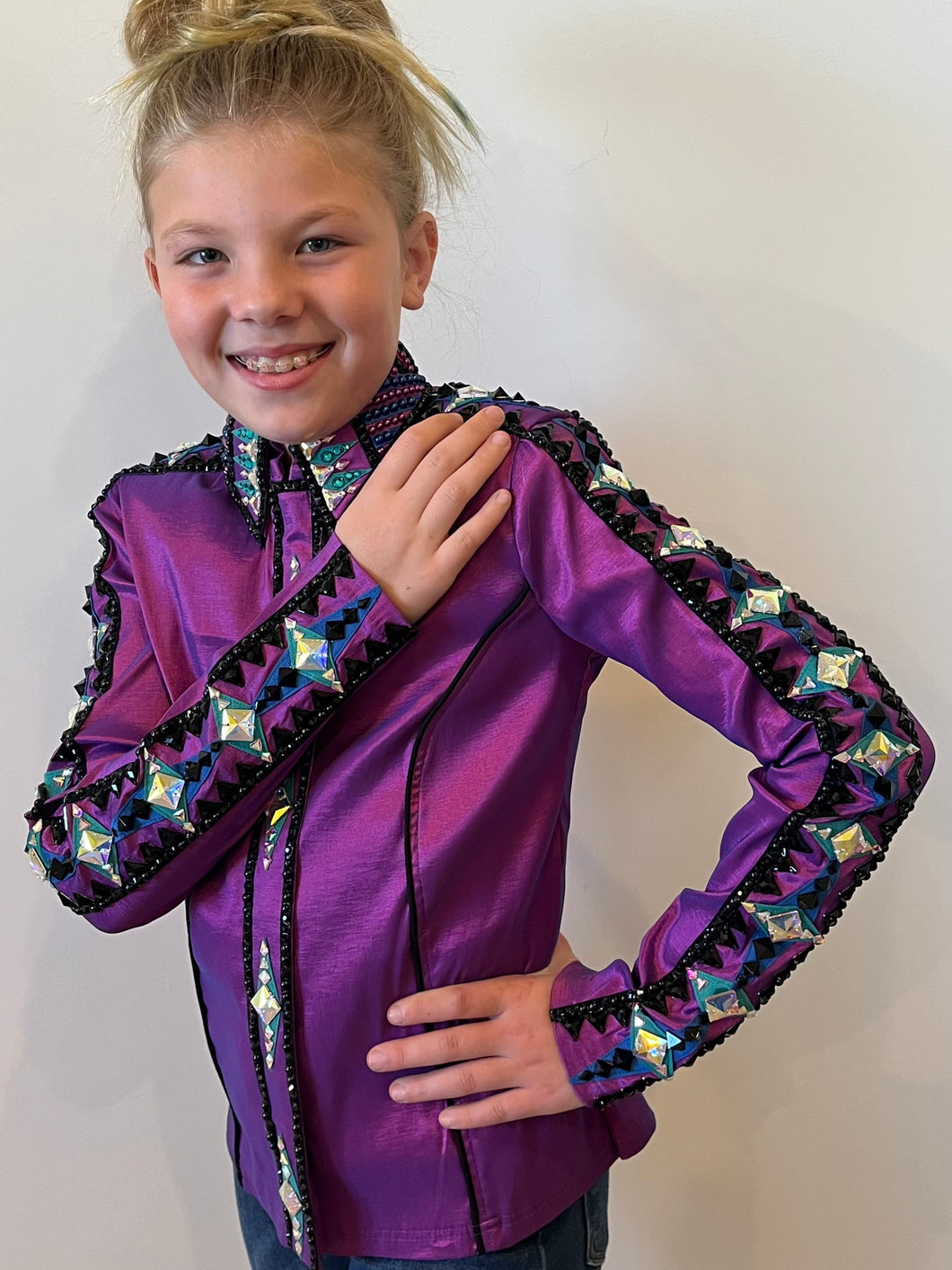 Kara Langeland Purple Blue & Turquoise Full Sleeve Design Day Shirt - YOUTH