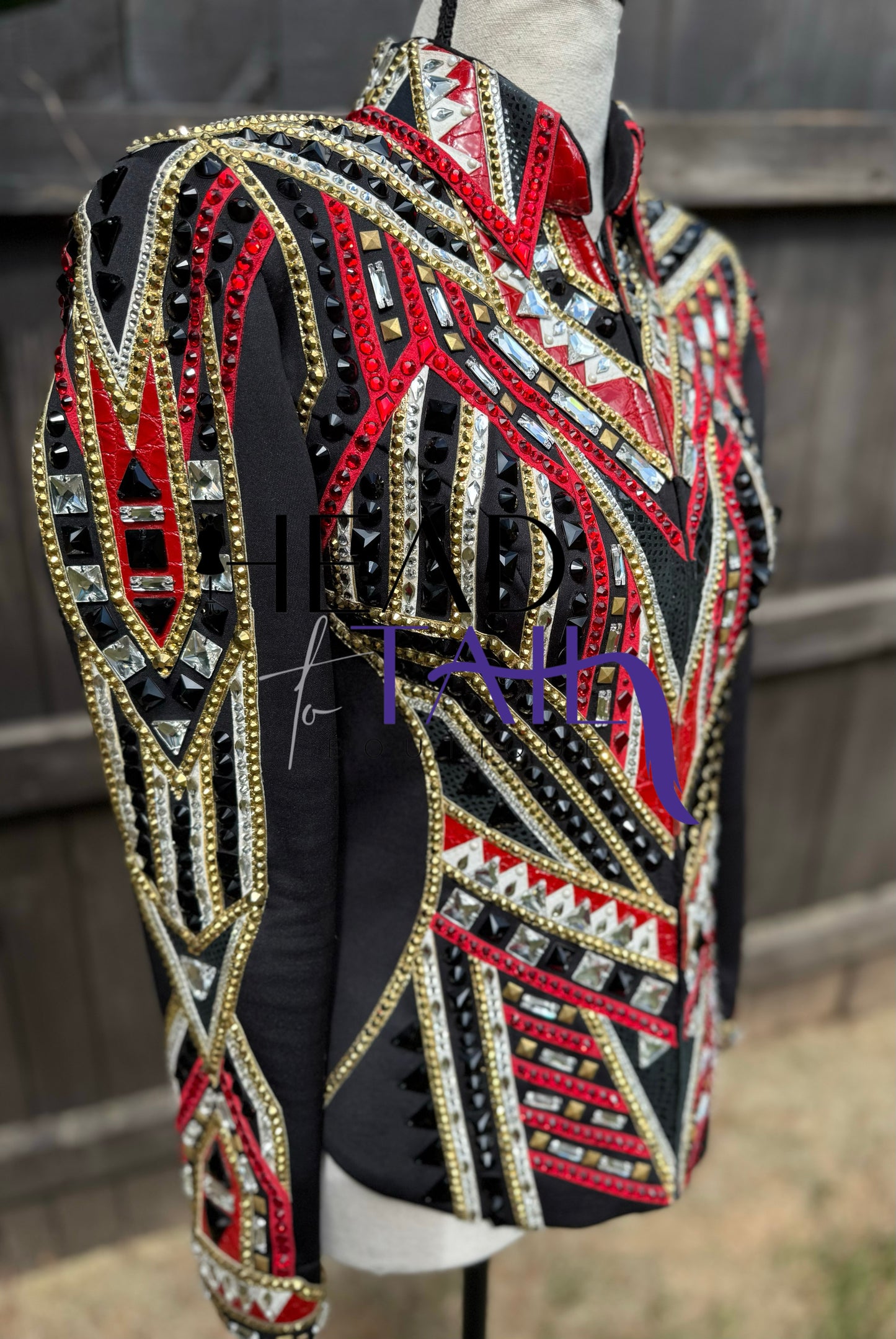 Lindsey James Show Clothing Red, Gold & Black Showmanship Jacket - Youth Large/Adult X-Small
