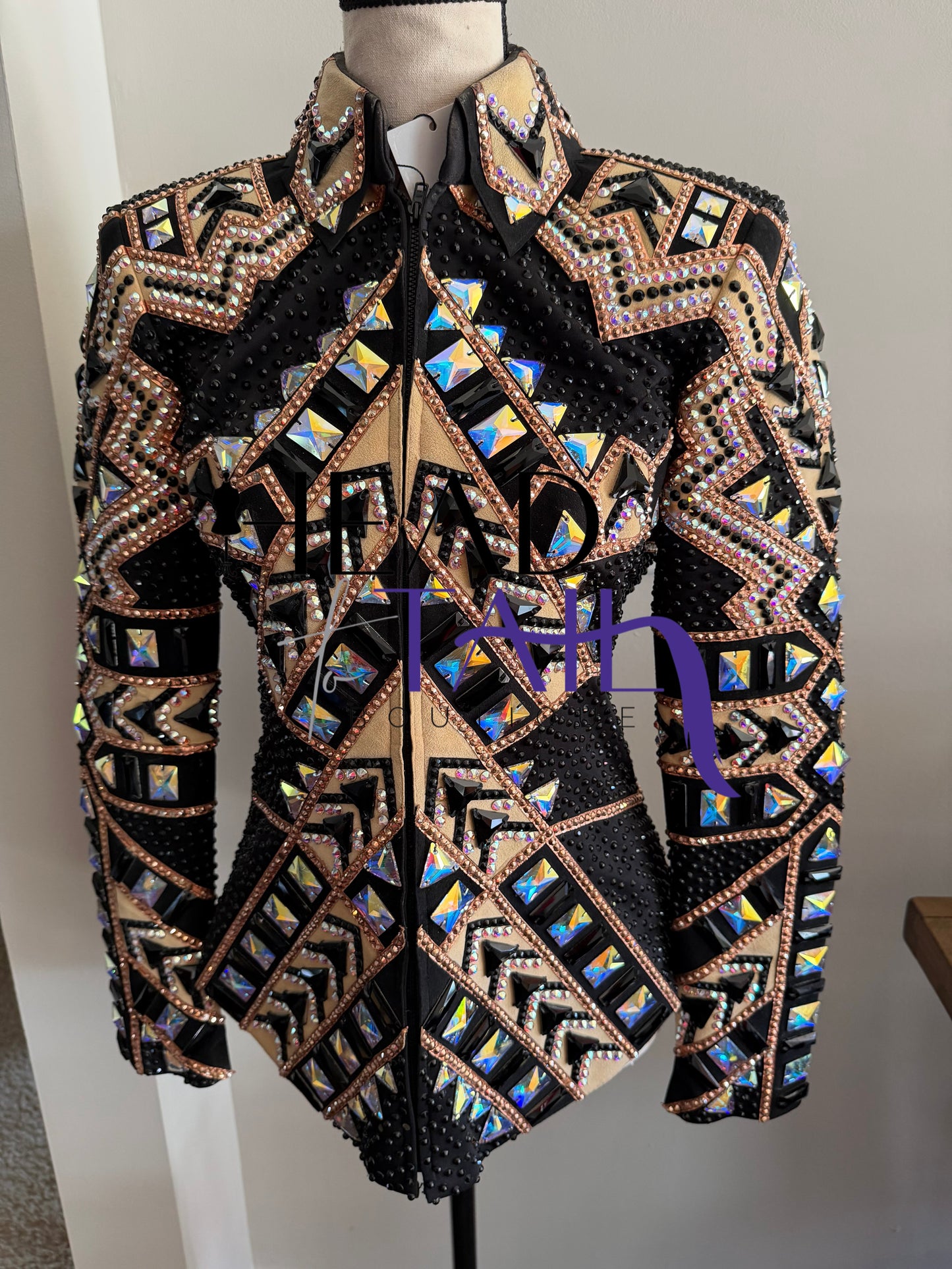 Lindsey James Show Clothing Black, Tan, Camel Showmanship Jacket - Small/Medium