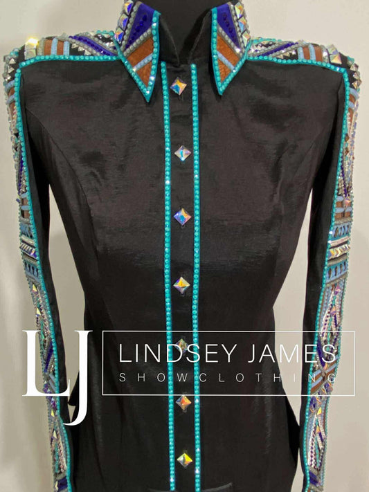 Lindsey James Black w/ Multi Color  - Full Sleeve - Small