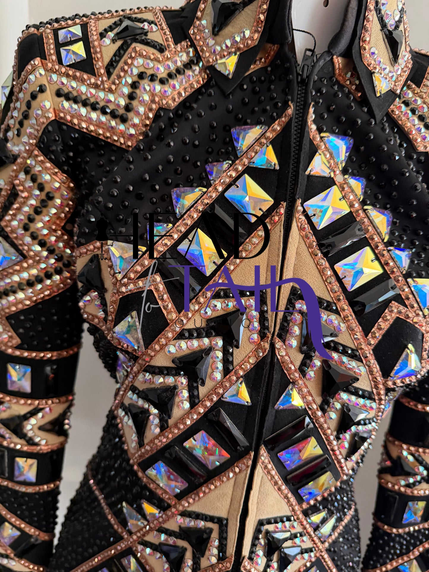 Lindsey James Show Clothing Black, Tan, Camel Showmanship Jacket - Small/Medium