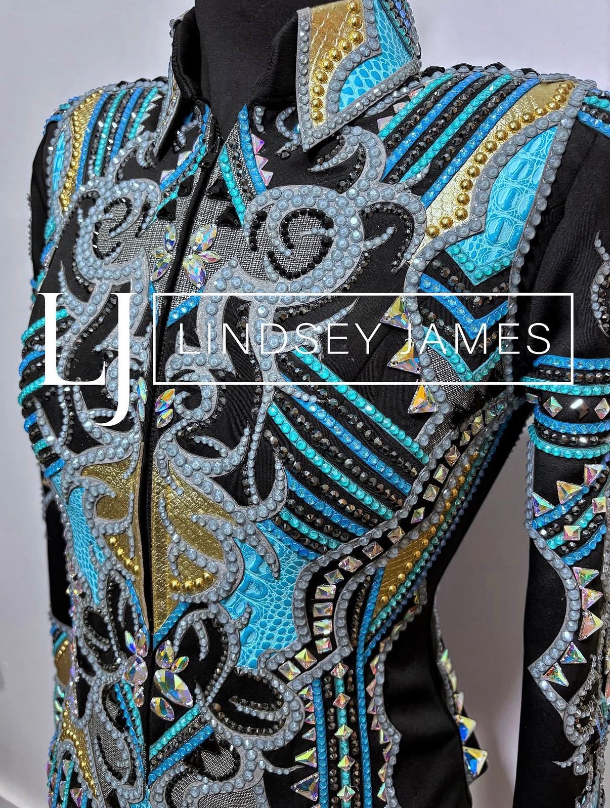 Lindsey James Show Clothing Blues, Gold & Plaid Showmanship Jacket - Small/Medium