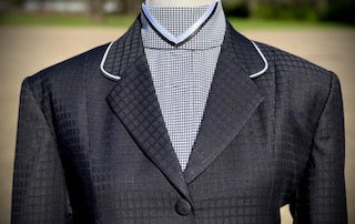 Boo Yah White/Black Houndstooth Print Hunt Shirt with Black Velvet Strip and Black/Burgundy Filled Diamond Collars - Size 34