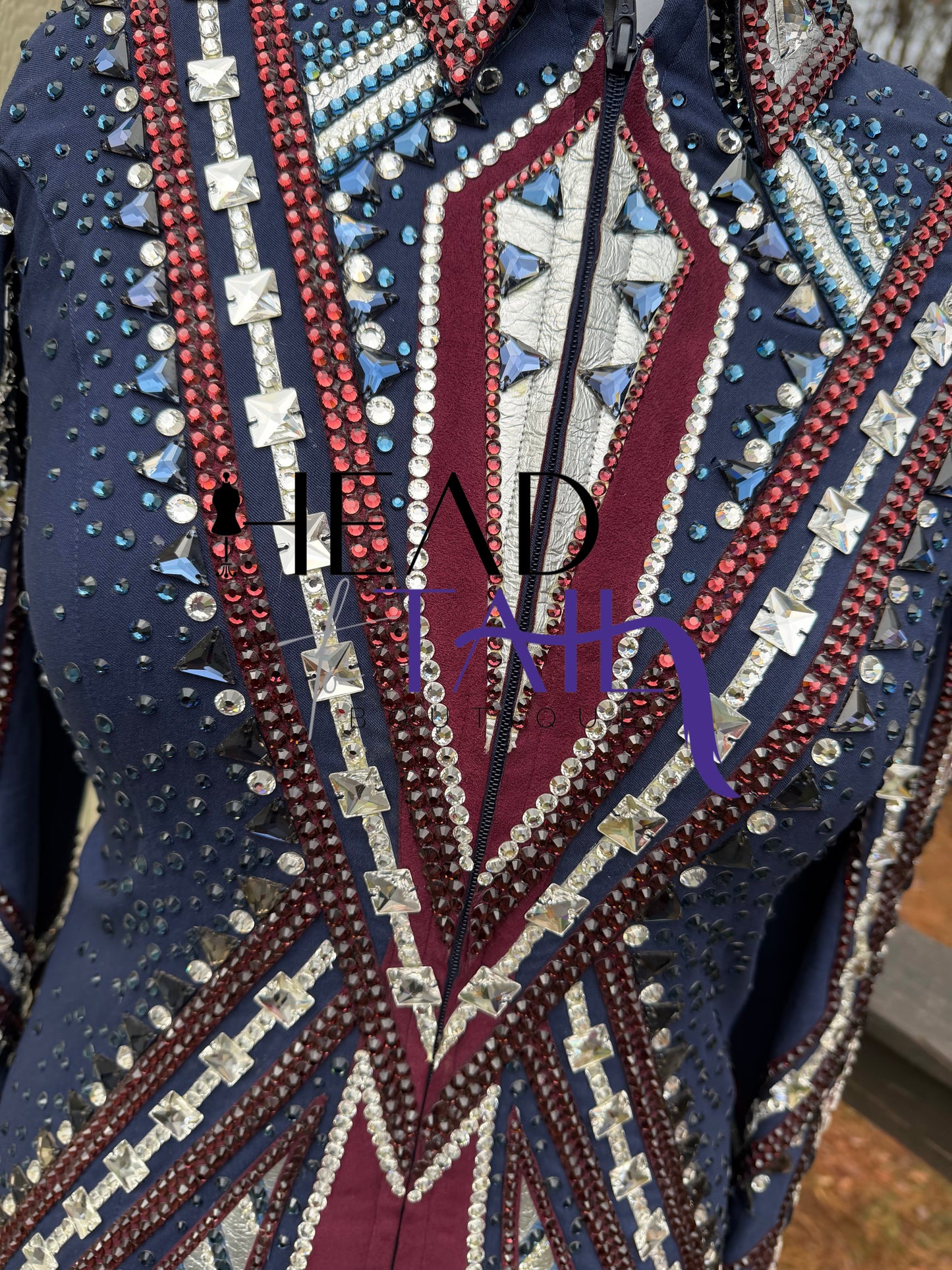 Kevin Garcia Originals Navy, Silver & Burgundy Showmanship Jacket - Apx 12/14