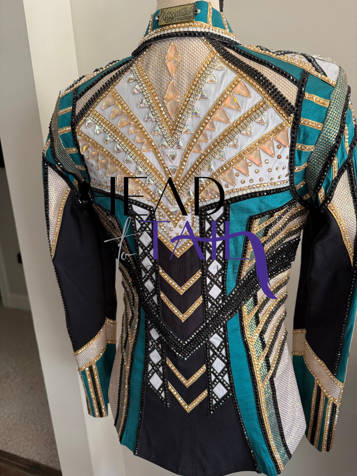 Unbridled Couture Teal, Gold & White Showmanship Jacket - X-Small/Small