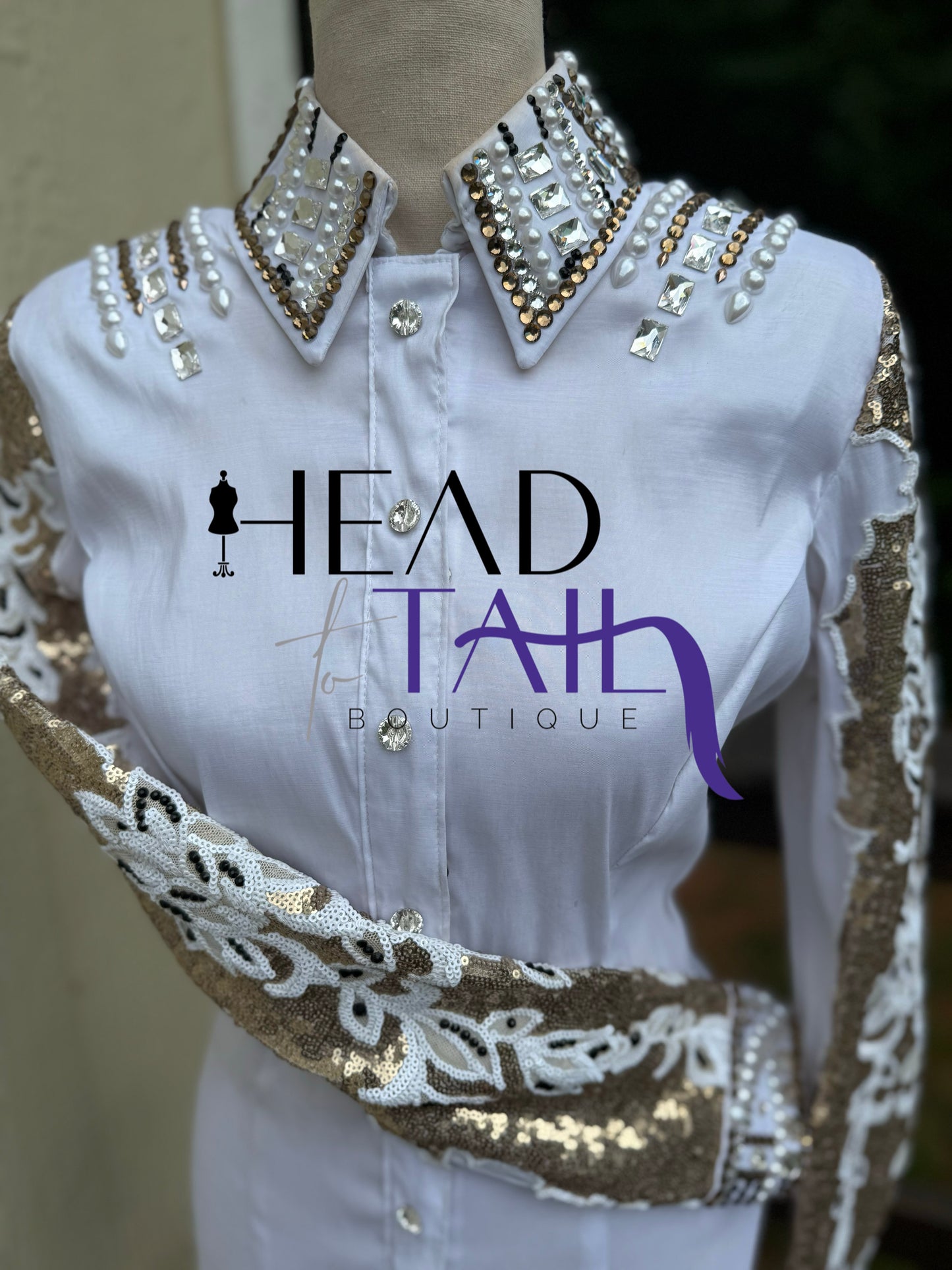 Housewear Show Clothing White, Black & Gold Day Shirt - Medium - FINAL SALE