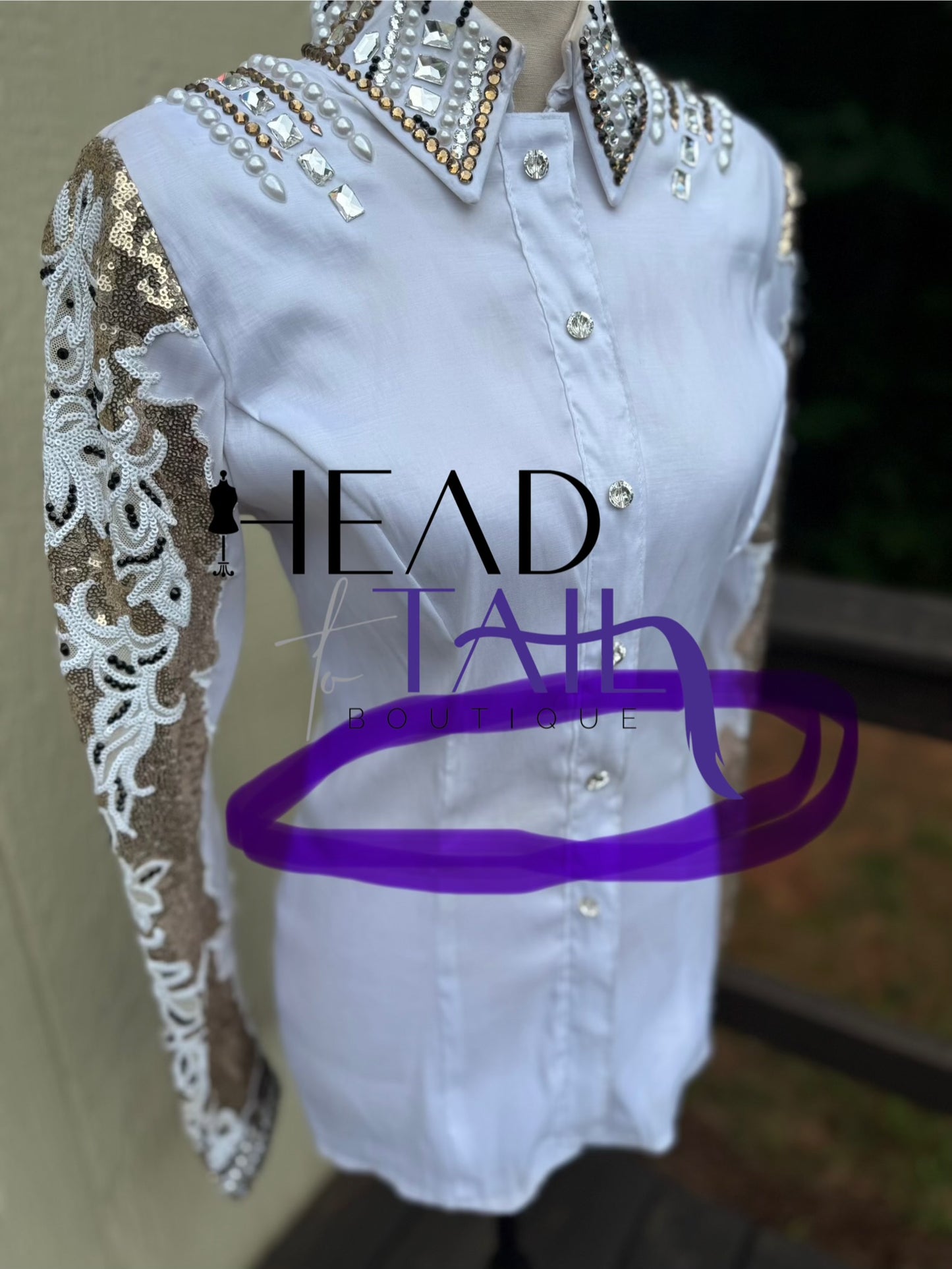 Housewear Show Clothing White, Black & Gold Day Shirt - Medium - FINAL SALE