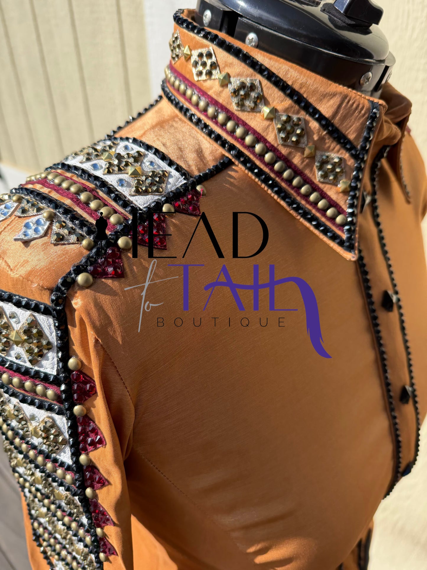 Sara Longworth Gold, Burgundy & White Shirt - Medium