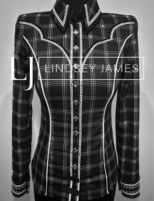 Lindsey James White & Black Square Print & Yoke- Small/Medium