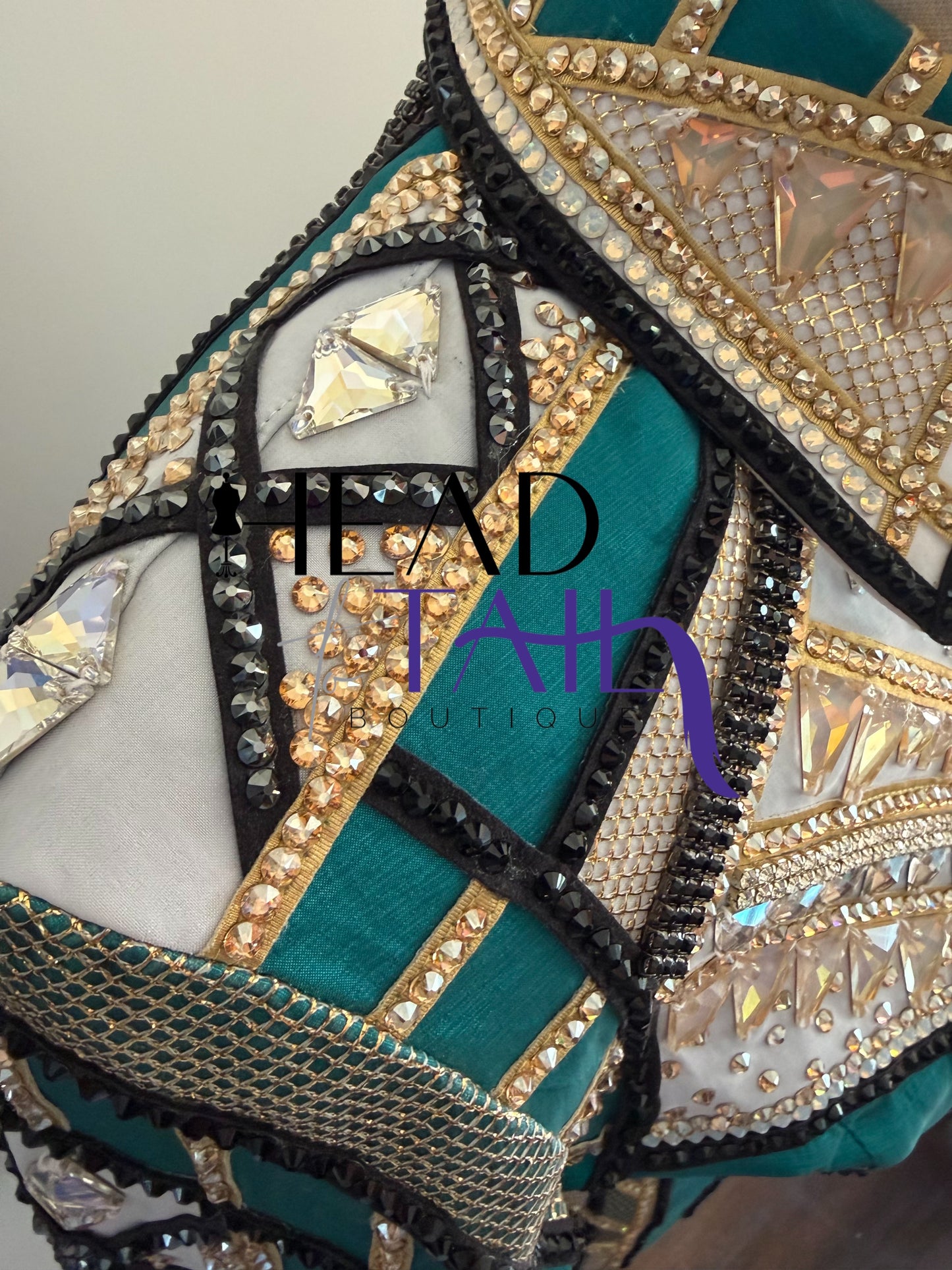 Unbridled Couture Teal, Gold & White Showmanship Jacket - X-Small/Small