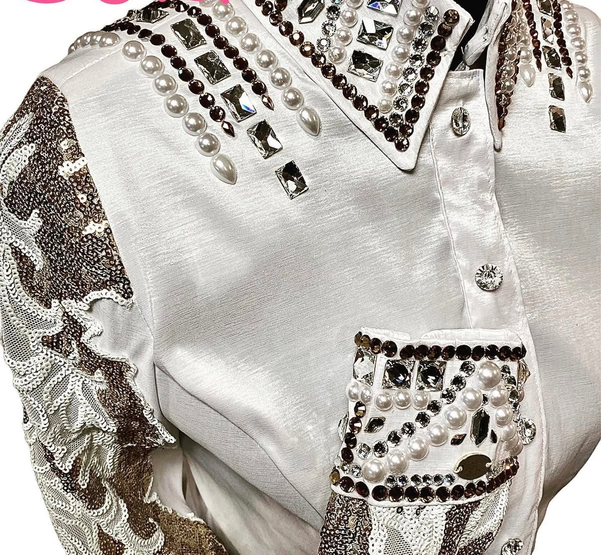 Housewear Show Clothing White, Black & Gold Day Shirt - Medium - FINAL SALE