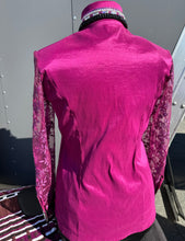 Load image into Gallery viewer, Kevin Garcia Originals Raspberry, Black &amp; Silver Sheer Sleeve - Size 14
