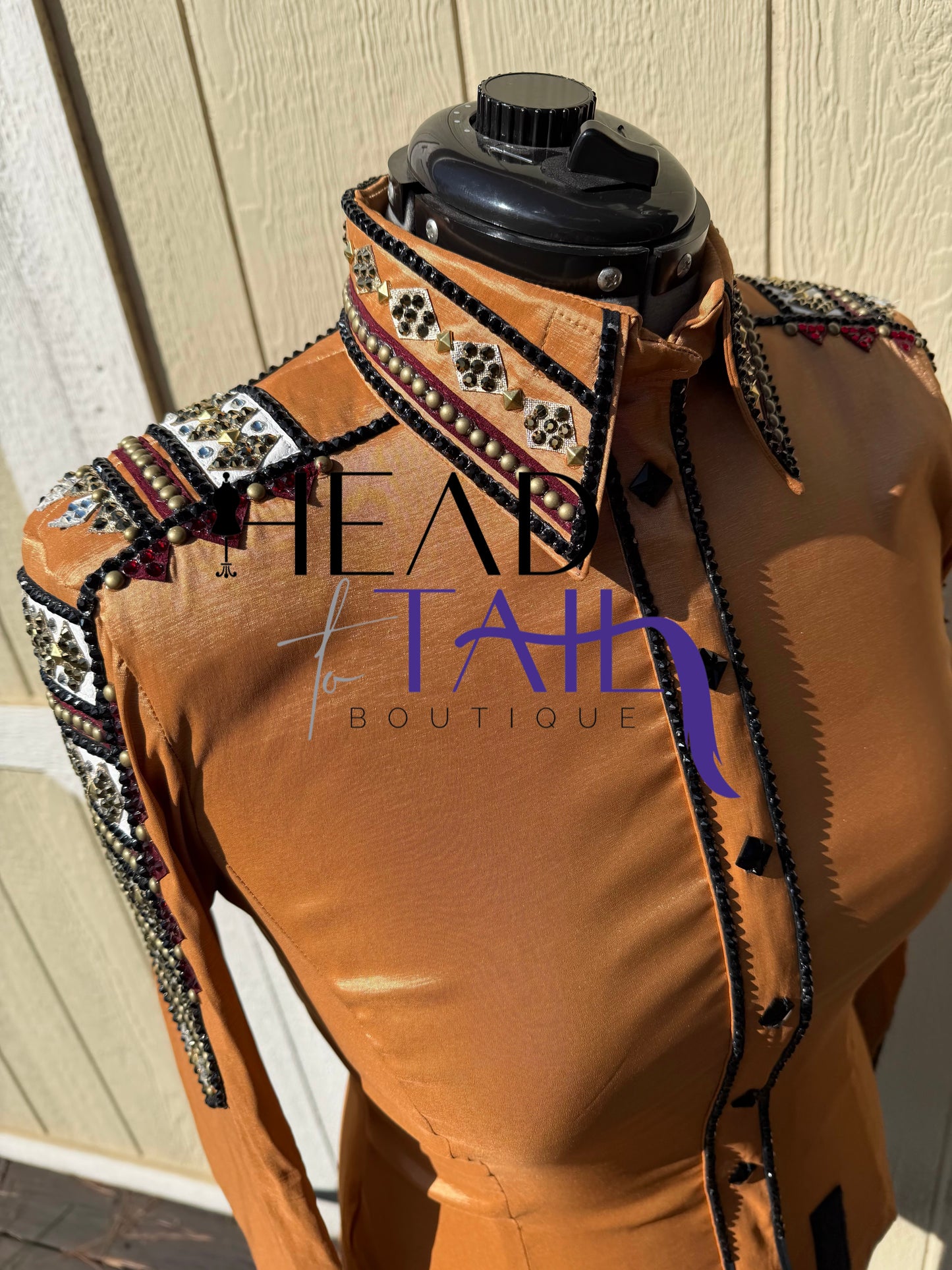 Sara Longworth Gold, Burgundy & White Shirt - Medium