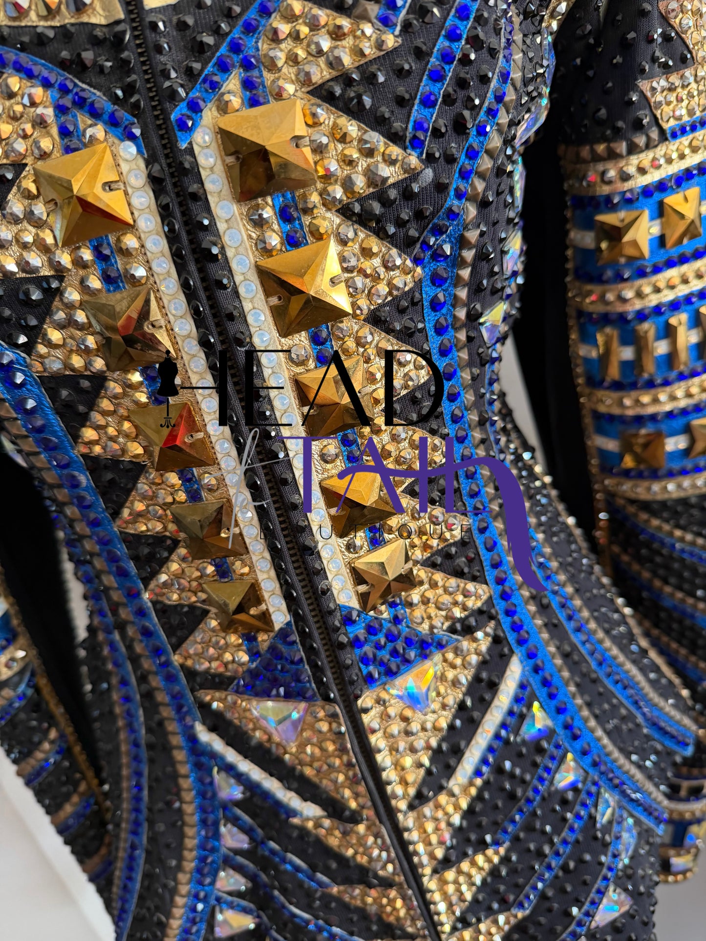 Trudy Black Label Blue, Black & Gold Showmanship Jacket - Medium TALL