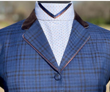 Load image into Gallery viewer, Navy &amp; Brown Small Plaid w/ Velvet and Double Piping - Size 16
