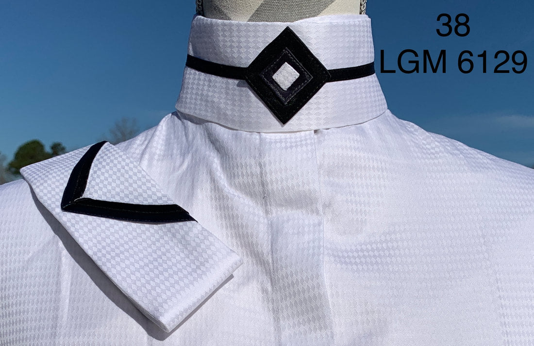 Boo Yah White with Black V and Burgundy Velvet Strip Collars - Size 34