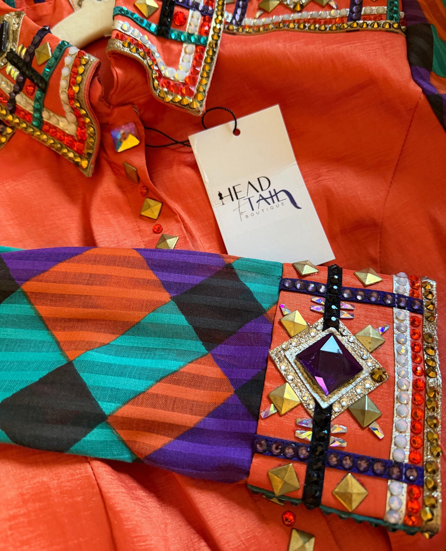 Private Label Show Apparel Orange and Multi-Color Sleeves - X-Small/Small - FINAL SALE