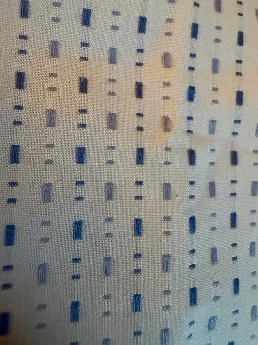 Boo Yah White w/Blue Print Hunt Shirt with Thick Navy Ribbon Piping and Navy/Silver V Collars - Size 38