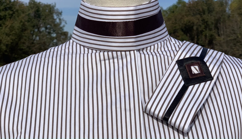 White with Brown Stripes - Black Thick Stripe & Brown V Collars - Size 40