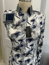 Load image into Gallery viewer, Holly Taylor Designs Blue, Grey &amp; White Floral Print Day Shirt - Medium/Large
