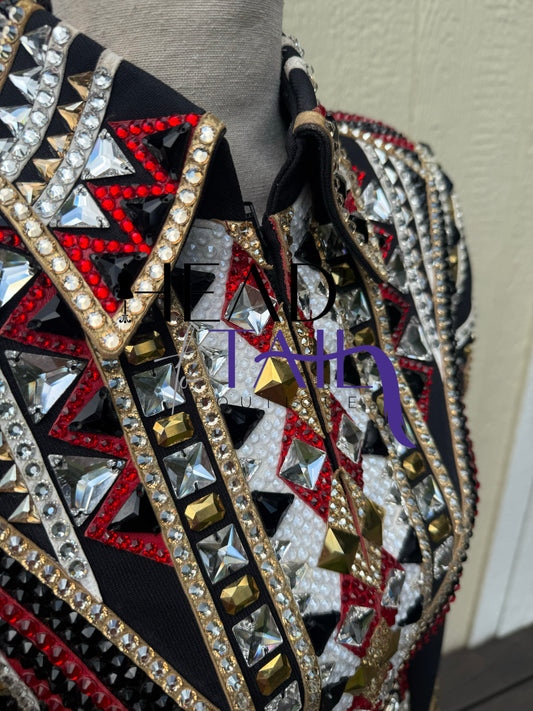 One of a Kind Red, Black & Gold Showmanship Jacket - Small/Medium