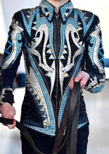 Load image into Gallery viewer, Trudy Black Label Light Blue, Silver &amp; Black Showmanship Jacket - YOUTH
