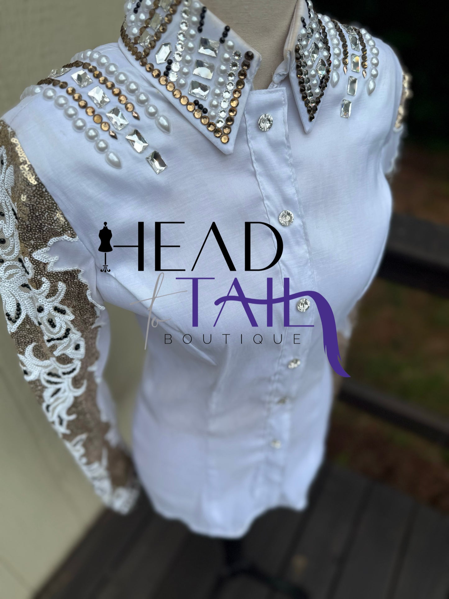Housewear Show Clothing White, Black & Gold Day Shirt - Medium - FINAL SALE