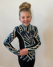 Load image into Gallery viewer, Kara Langeland Black Base with Blues &amp; White Jacket - YOUTH
