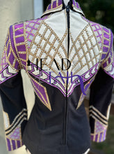 Load image into Gallery viewer, Unbridled Couture Fuchsia Purple, Gold &amp; Black Horsemanship - Youth Large/Adult X-Small
