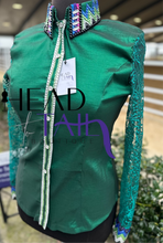 Load image into Gallery viewer, Kevin Garcia Originals Emerald Green, Pink &amp; Purple Sheer Sleeve - Size 14
