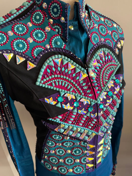 Kevin Garcia Originals Teal, Purple, Magenta & Turquoise Shirt & Bolero - Size 6/8