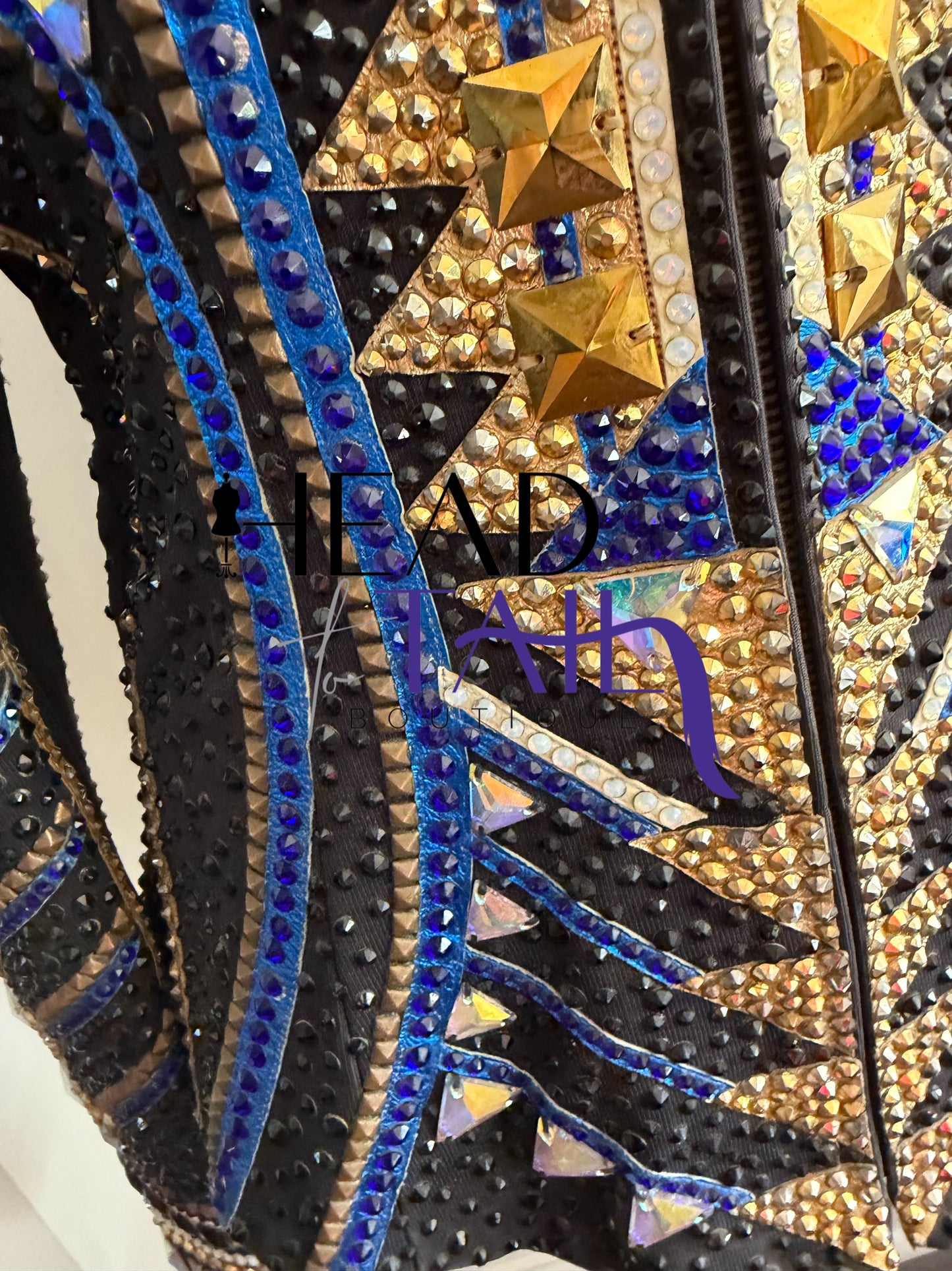 Trudy Black Label Blue, Black & Gold Showmanship Jacket - Medium TALL