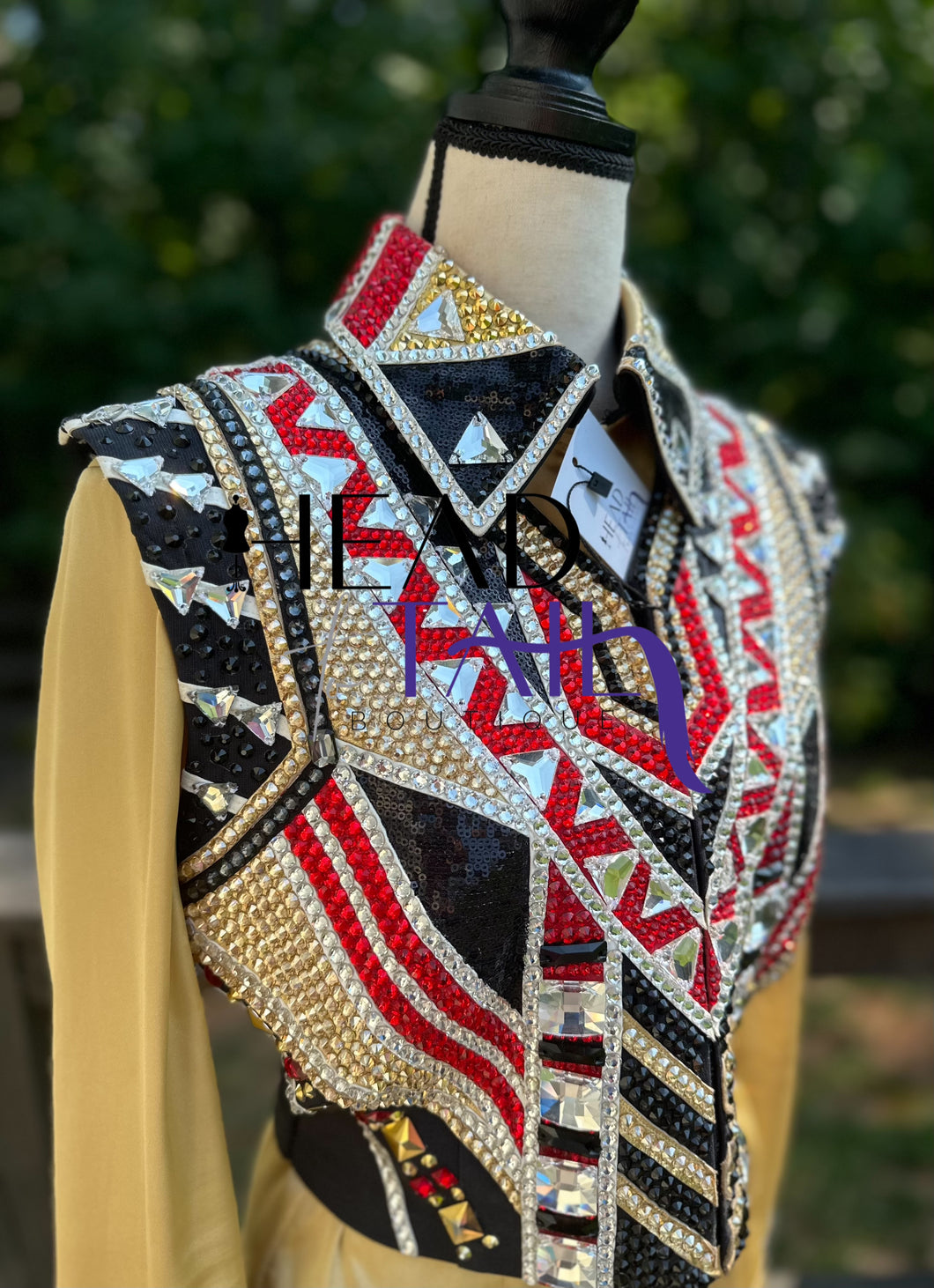 One of a Kind Red, Gold & Black Shirt + Vest - Medium