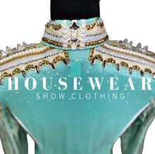 Load image into Gallery viewer, Housewear Show Clothing Mint &amp; Gold w/ Sheer Sleeve - Medium/Large
