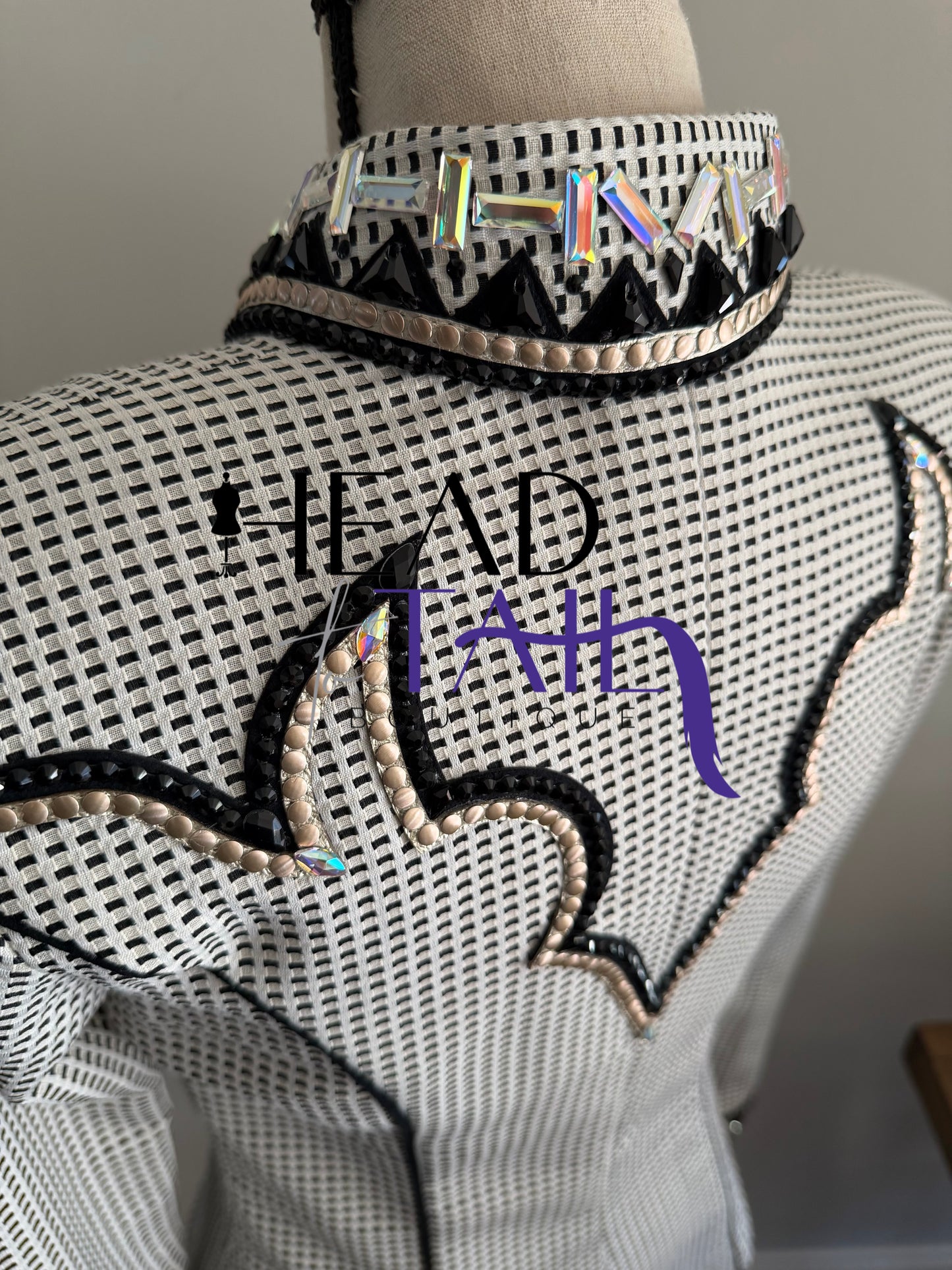 Lindsey James Platinum, Black & Gold Print Print & Yoke- Small/Medium