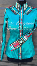 Load image into Gallery viewer, Kara Langeland Deep Teal, Red, White, Mint &amp; Gold Full Sleeve - Medium/Large
