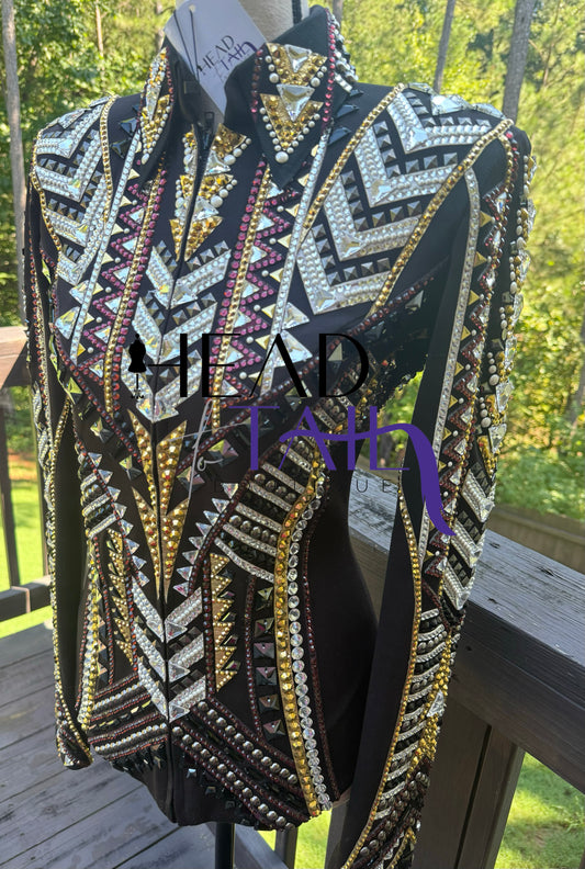 Lindsey James Show Clothing Black, Silver, Amethyst & Gold Showmanship Jacket - Small/Medium