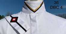 Load image into Gallery viewer, White: Gold /Navy V &amp; Black Thick Piping Collars - Size 38
