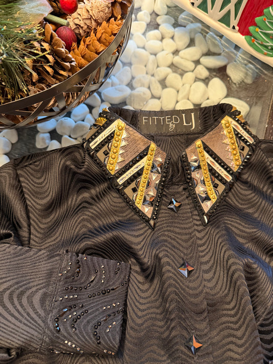 Lindsey James Black Print w/ Gold & Grey - Small