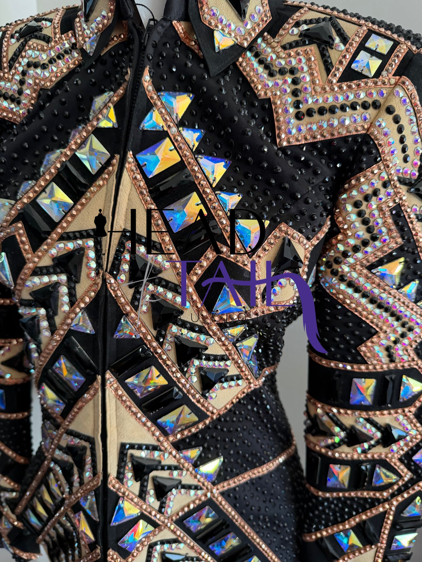 Lindsey James Show Clothing Black, Tan, Camel Showmanship Jacket - Small/Medium