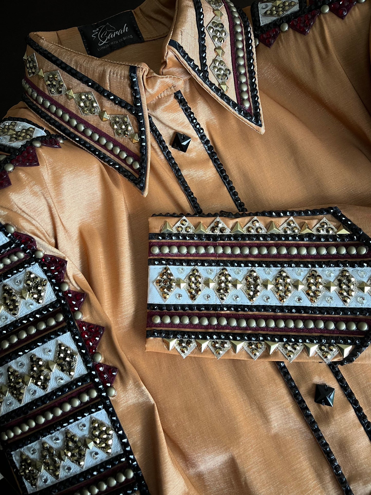 Sara Longworth Gold, Burgubdy & Brown Shirt - Mediun/Large