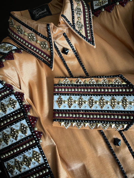 Sara Longworth Gold, Burgubdy & Brown Shirt - Mediun/Large