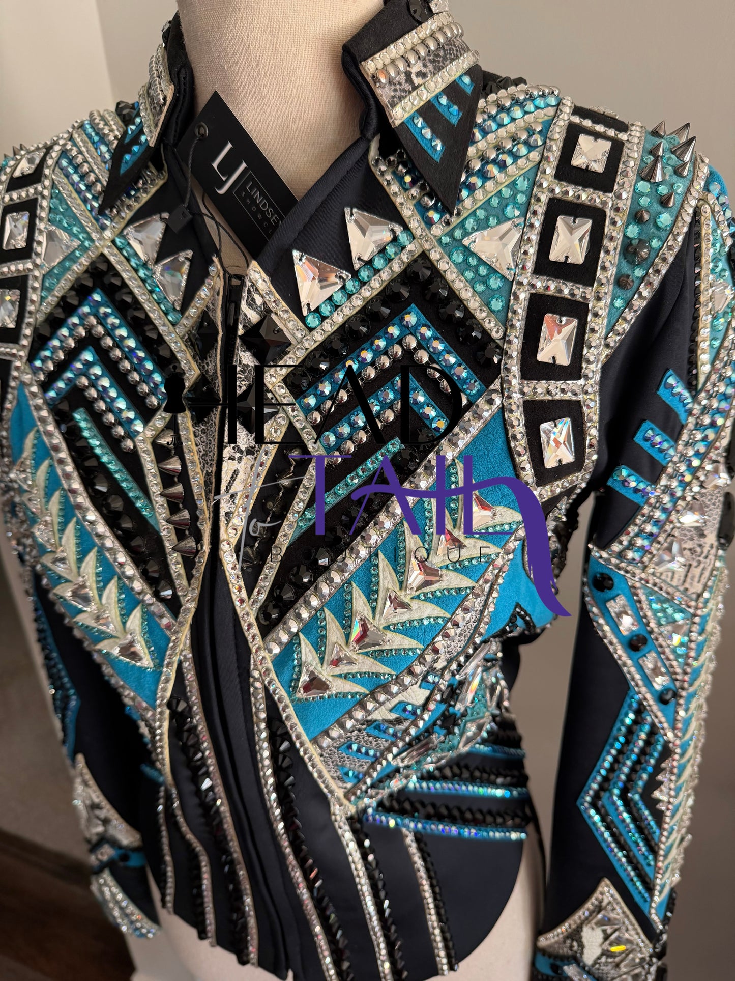 Lindsey James Black w/ Light Blues, Teals & Silver Jckt - YOUTH Large/ADULT X-Small