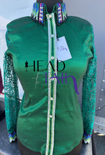 Load image into Gallery viewer, Kevin Garcia Originals Emerald Green, Pink &amp; Purple Sheer Sleeve - Size 14
