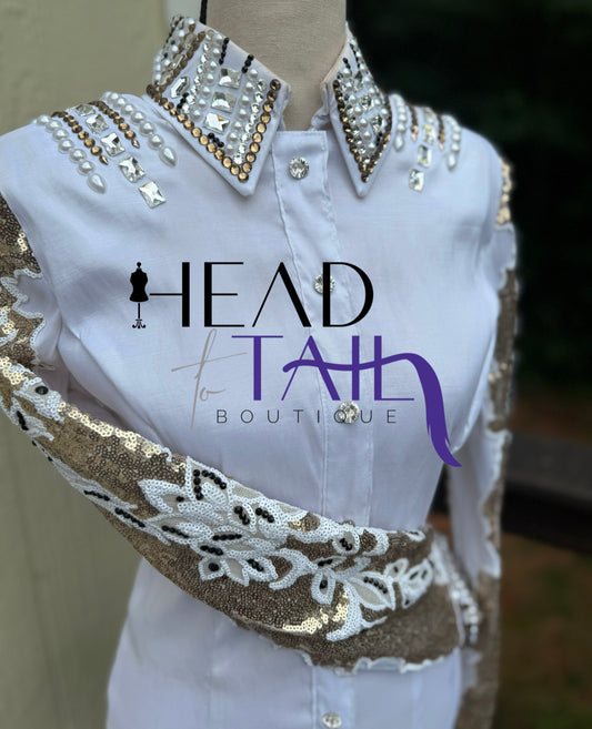 Housewear Show Clothing White, Black & Gold Day Shirt - Medium - FINAL SALE
